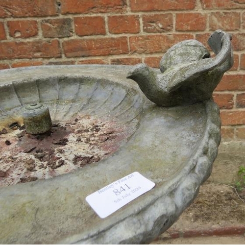 841 - A vintage lead water fountain in the Georgian taste, modelled as Putti holding aloft a scalloped dis... 