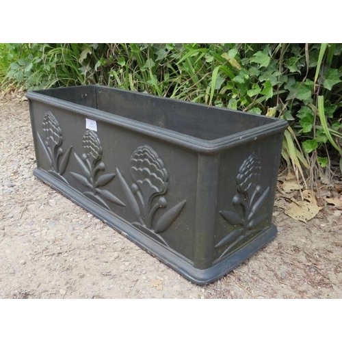 846 - A cast aluminium trough planter by Oxley’s to match previous lot, with relief moulded decoration in ... 