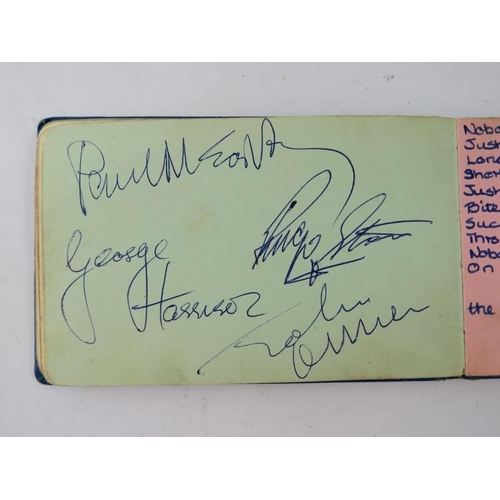 104 - The Beatles: Autographs.
A full set of Beatles autographs (1965) contained in a 1960s schoolgirl's a... 