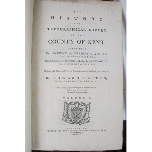 167 - Hasted's Kent, Volumes 1-4, by Edward Hasted, 1778. Ex Kensington Public Library, contains numerous ... 