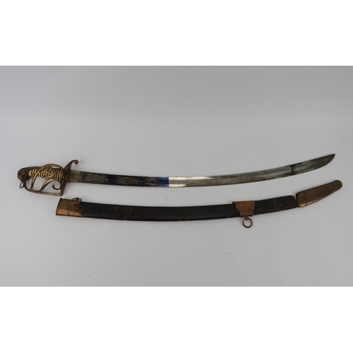 18 - A British naval officer’s sword, late 18th/early 19th century. With a lion's head pommel, white ivor... 