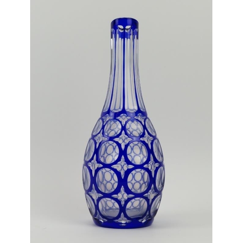 25 - A Bohemian clear and blue overlay glass vase, late 19th/early 20th century. 30 cm height. 
Condition... 