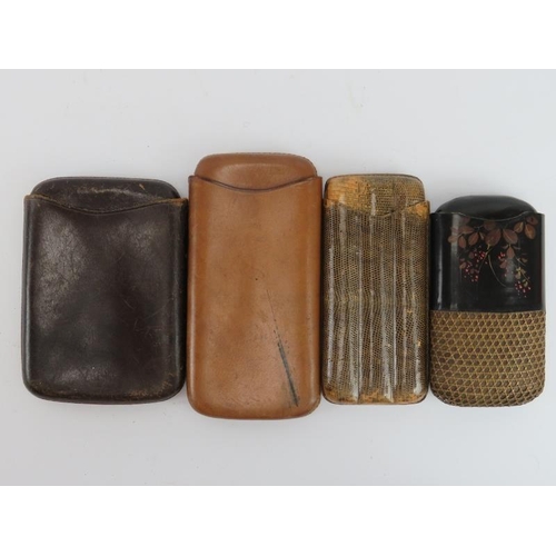 30 - Tobacconalia: Four cigar cases, early 20th century. Comprising a Japanese lacquered and rattan worke... 