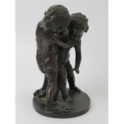 31 - A French bronze of two putti and a turtle modelled after Maurice Falconet, 19th century. Modelled af... 