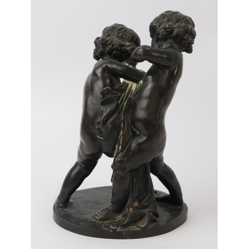 31 - A French bronze of two putti and a turtle modelled after Maurice Falconet, 19th century. Modelled af... 