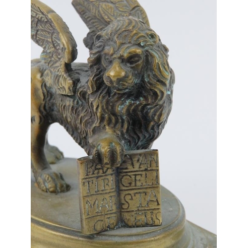 4 - A Victorian Grand Tour winged Lion of Saint Mark brass desk ornament. As depicted in the Venetian co... 