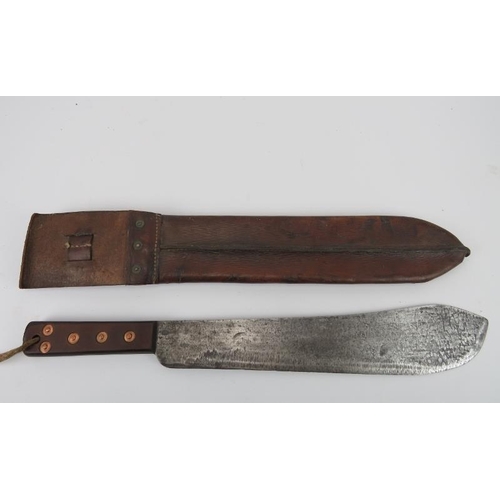 45 - A WWII British Army issue Martindale Golok machete knife. With a wooden grip secured by five copper ... 