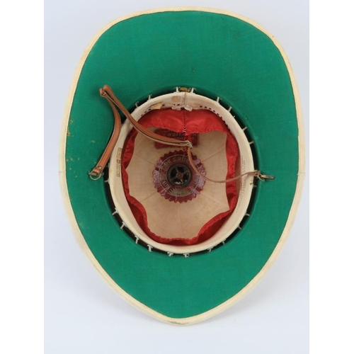 48 - A British Royal Letters patent pith helmet by EJ Whitaker of Chatham and a painted toleware metal ha... 