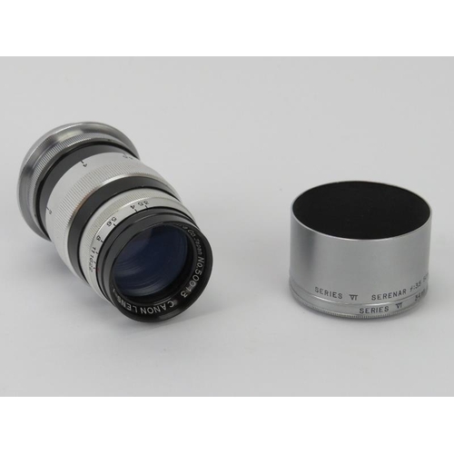 52 - A Canon 100mm f:3.5 lens with Series VI Serenar f:3.5 50mm/34mm.
Condition report: Light age related... 