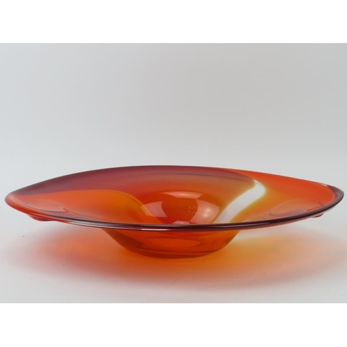 56 - A large European studio glass bowl, mid 20th century. 44.5 cm length. 
Condition report: Light age r... 