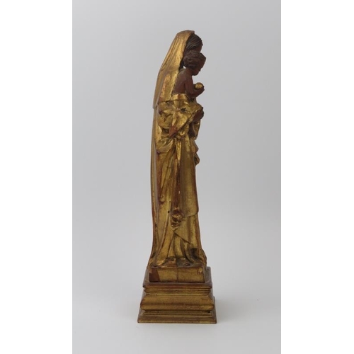 58 - An Italian Florentine gilt carved statue of Madonna and Child, circa 1900. ‘Cornici Moscardi of Via ... 