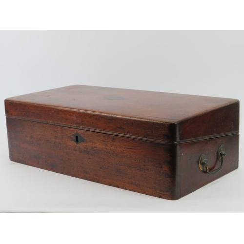 79 - A mahogany writing slope with brass fittings and a rosewood sewing box, 19th century. Both boxes wit... 