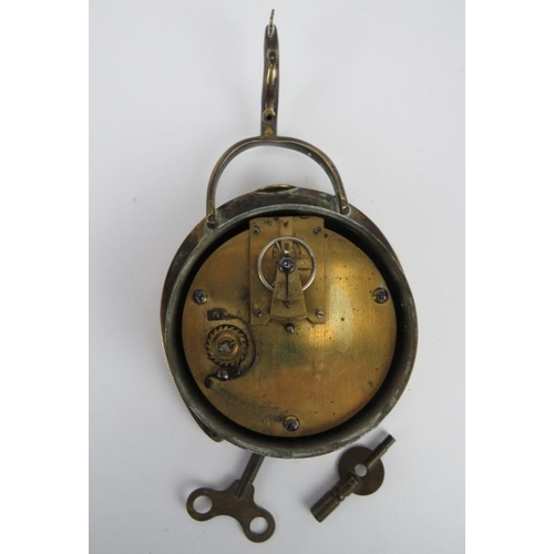 8 - A novelty equestrian brass horseshoe clock, late 19th/early 20th century. The movement by William Mc... 