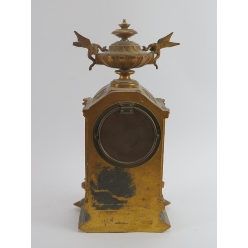 93 - A French ormolu and Sevres style enamelled porcelain mounted mantle clock, 19th century. With a Japy... 