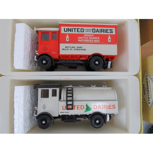 94 - Three Corgi die-cast toy vehicles. Boxed. Comprising an Express Dairy Scammell Scarab Set (15101), a... 