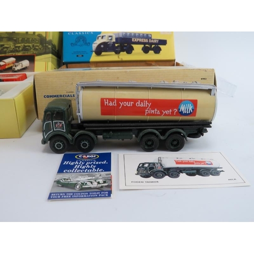 94 - Three Corgi die-cast toy vehicles. Boxed. Comprising an Express Dairy Scammell Scarab Set (15101), a... 