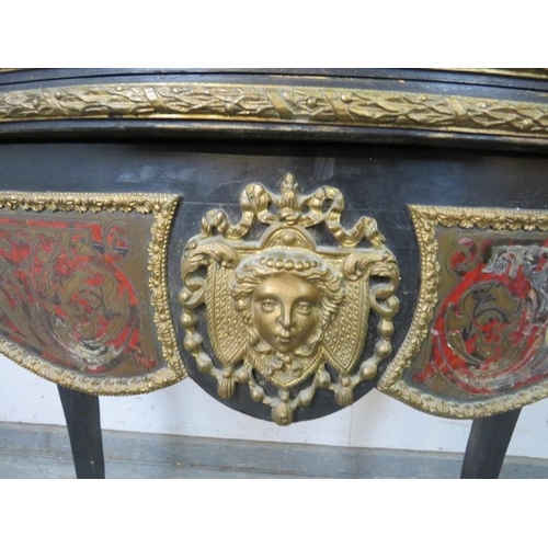 707 - A 19th century Napoleon III boulle work and ebonised serpentine fronted turnover card table, having ... 