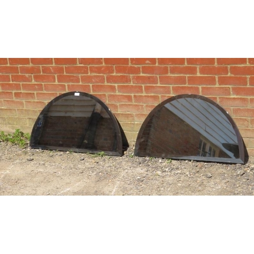 746 - A pair of large Art Deco Period bevelled demi-lune wall mirrors. 
H48cm W86cm (approx).
Condition re... 