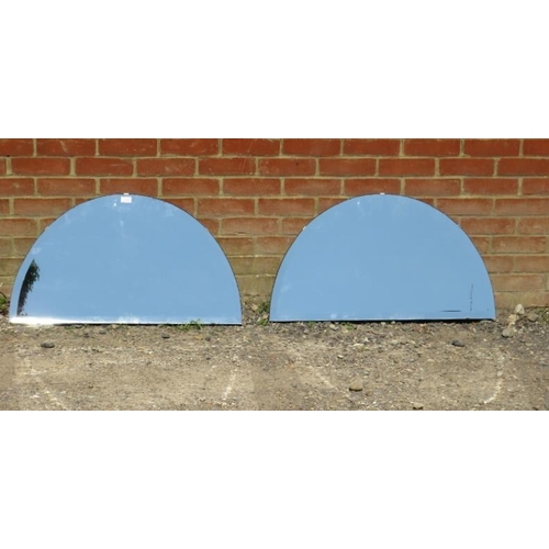 746 - A pair of large Art Deco Period bevelled demi-lune wall mirrors. 
H48cm W86cm (approx).
Condition re... 