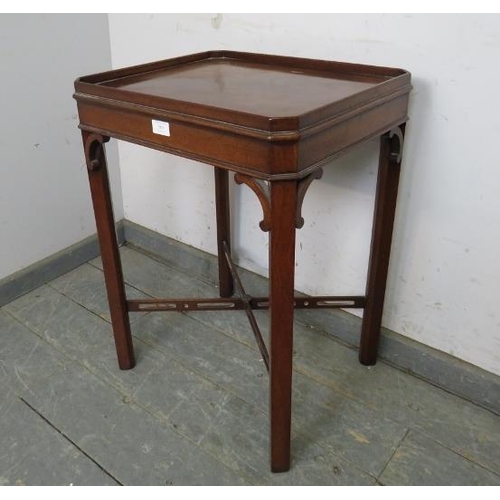 795 - A mahogany occasional table in the Chippendale taste, the galleried top on inner chamfered square su... 