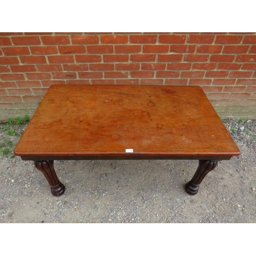 805 - A 19th century mahogany coffee table, on baluster turned fluted supports. 
H56cm W121cm D72cm (appro... 