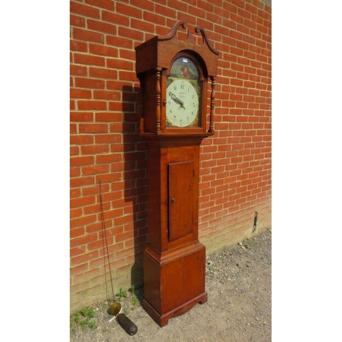 813 - A Georgian pine cased 30-hour striking longcase clock by John Hill of Evesham, the swan neck pedimen... 