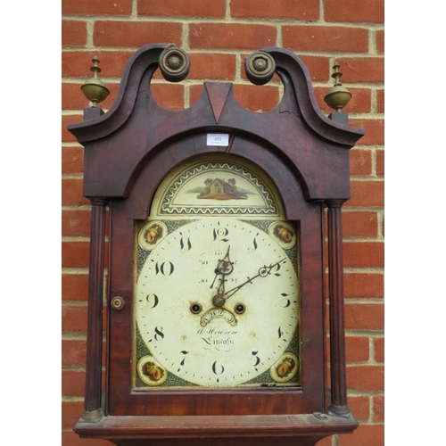 821 - A Georgian mahogany and oak cased 8-day striking longcase clock by William Hewson of Lincoln, the ho... 