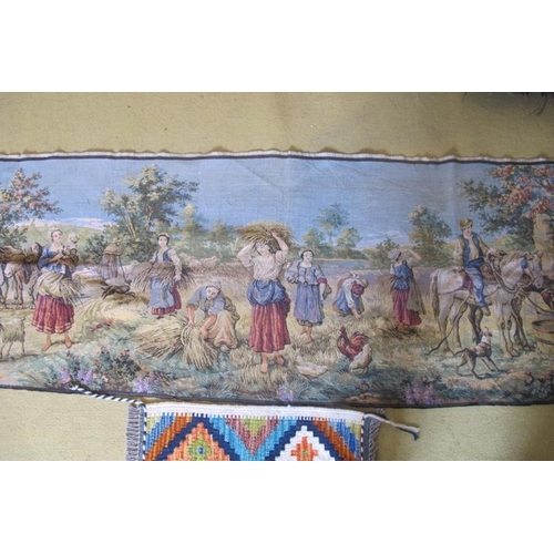 876 - A small Chobi Kilim mat, repeat diamond motif. Good colours and condition. 50cm x 50cm.
A tapestry s... 