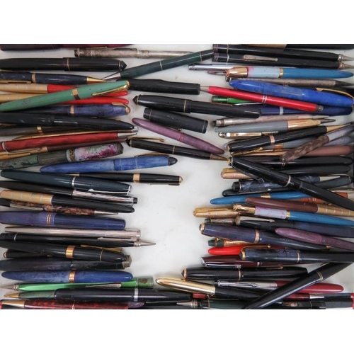 107 - A large collection of vintage fountain pens. Notable makers include Waterman’s, Parker, Unique and E... 