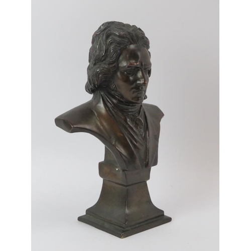 111 - A bronze bust of Beethoven, late 19th/early 20th century. 27.5 cm height. 
Condition report: Some li... 