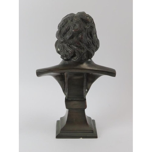 111 - A bronze bust of Beethoven, late 19th/early 20th century. 27.5 cm height. 
Condition report: Some li... 