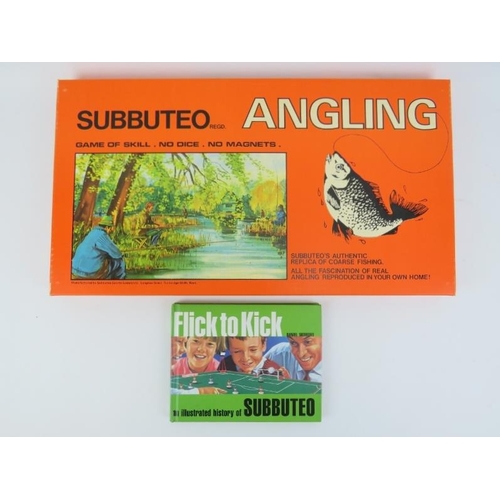 117 - A vintage Subbuteo Angling ‘Authentic Replica of Coarse Fishing’ board game. ‘Flick to Kick’ an illu... 