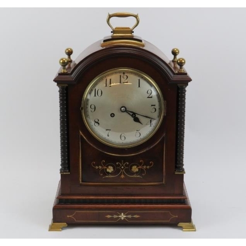 119 - A French brass mounted mahogany mantle clock, 19th century. Movement with ‘Medaille D'Argent 1855 Vi... 