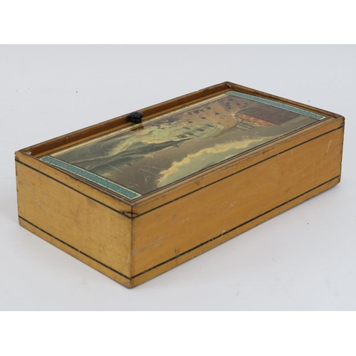 120 - A late Georgian period Tunbridge ware sewing box depicting The Royal Suspension Chain Pier in Bright... 