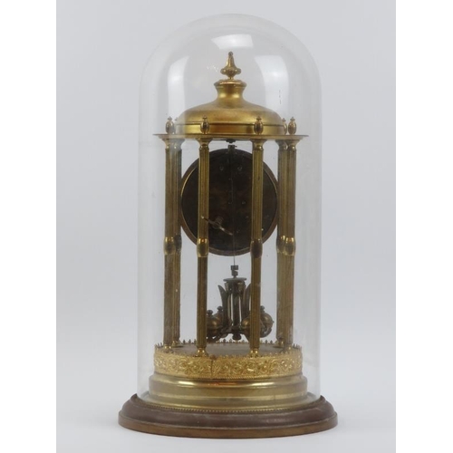 13 - A large German gilt metal 400 day anniversary clock, early 20th century. With domed glass cover. Mar... 