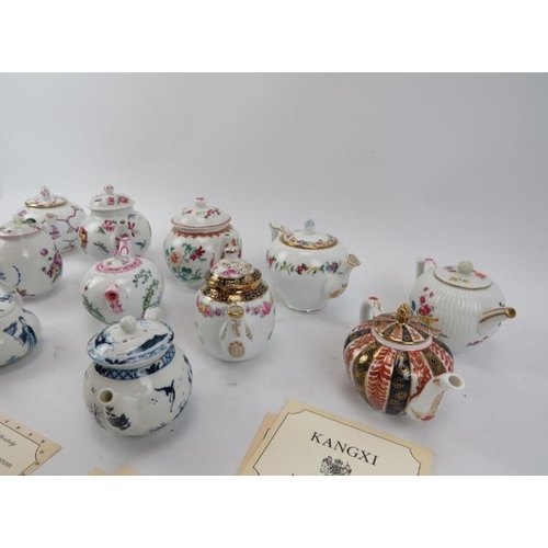 141 - A set of twelve Franklin Mint porcelain teapots recreated from pieces housed in The Victoria & Alber... 