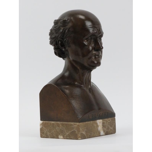 158 - A French bronze bust of Abraham-Louis Breguet after Jean-Antoine Houdon, early 20th century. Mounted... 