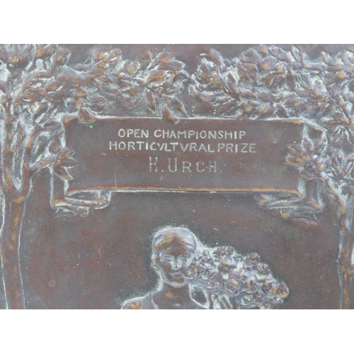 160 - A bronze ‘Open Championship Horticultural Prize’ plaque by Sir William Hamo Thornycroft RA. Decorate... 