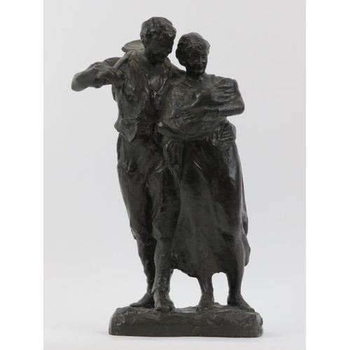 161 - A bronze figural group entitled ‘Labour’s Family’ by Alfred Bertram Pegram, early 20th century. Mode... 