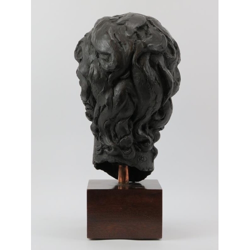 167 - A large bronzed study of a female head, late 20th century. ‘PJW’ monogram to the reverse. Displayed ... 