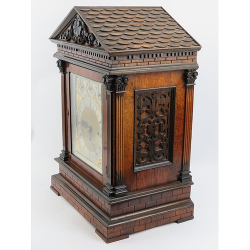 176 - A large mahogany cased chiming bracket clock, late 19th/early 20th century. With silvered chapter ri... 