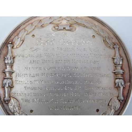 198 - A rare British finely engraved silvery metal medal presented by the Turners Company of London. Obver... 