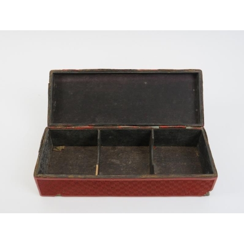 2 - A Chinese cinnabar lacquered box, 19th century. With a hinged cover decorated depicting sages and sc... 