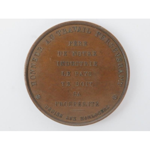 202 - A Swiss bronze medallion dedicated to Daniel Jean Richard and to the Watchmakers, circa 1842.
Design... 