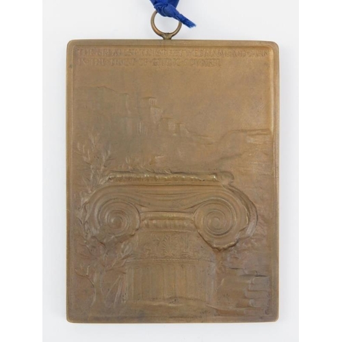 203 - A bronze medallion plaque commemorating the Architect Richard Phene Spiers by Edouard Lanteri (1848-... 