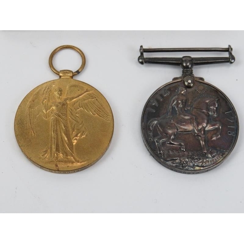 219 - A group of two WWI medals together with five sweetheart cards. The WWI British War medal and Victory... 