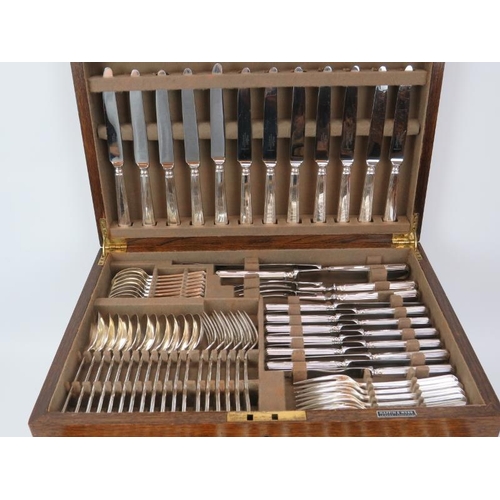 267 - A Mappin & Webb ‘Athenian pattern’ plated flatware cutlery canteen set with additional 4 rolls of fl... 