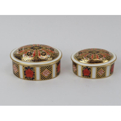 27 - Two Royal Crown Derby Old Imari pattern oval boxes with covers. Pattern Number 1128 with factory mar... 