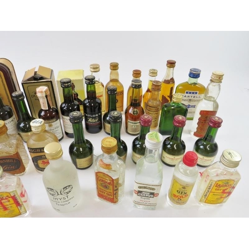 289 - 47 mixed miniature spirits, port and liqueurs including Whisky, Cognac, gin, tequila, port etc.