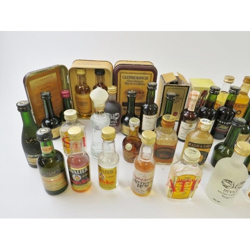 289 - 47 mixed miniature spirits, port and liqueurs including Whisky, Cognac, gin, tequila, port etc.